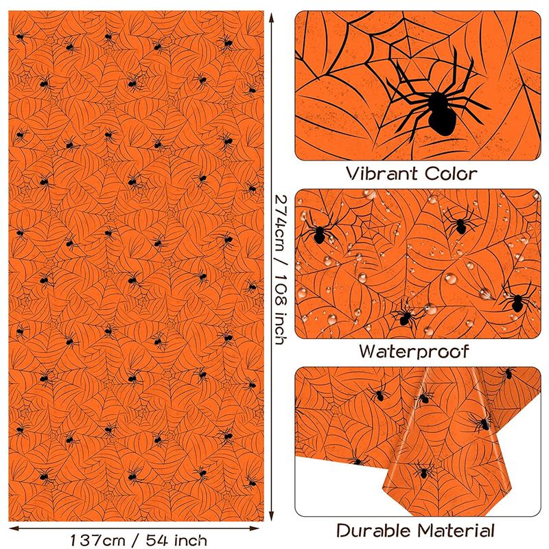 WTEMPO Halloween Spinnennetz Tischdecke Rechteckig Plastik Spinnennetz Tischdecke Große Größe Tischdecken für Heimdeko Halloween Party Dekorationen