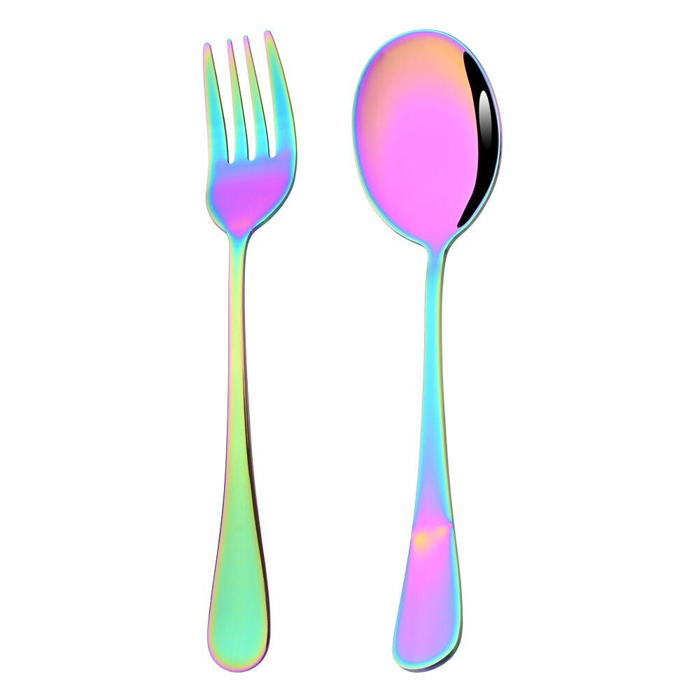 2Pcs Mirror Gold Cutlery Set Service Spoon Fork Dinnerware Cutlery Set Stainless Steel Kitchen Buffet Dinner Restaura Tableware