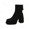 Fashion Women's Fashion Retro Suede Thick Soled High-heeled Boots 2025 Autumn New Back Zipper Design Comfortable Square Head Ankle Boots