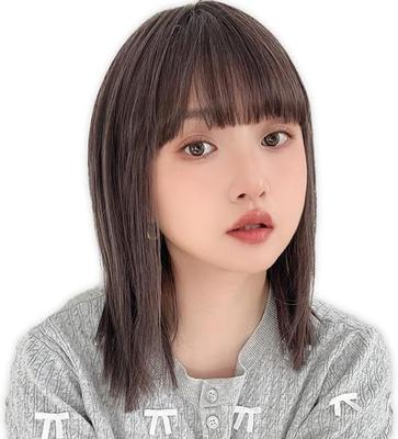 [BrightLala] Medium Bob Semi-Long Layered Wig for Women, Natural Full Wig, hf1964-FP