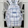 Schoolbag Vintage Plaid Junior High School School Bag Women's Fashion Large Capacity Computer Travel Backpack High School Student Backpack Tide