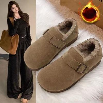 Retro Thick-soled Fleece Shoes for Women, A New Style of One-foot Cotton Shoes with Thick Snow Boots
