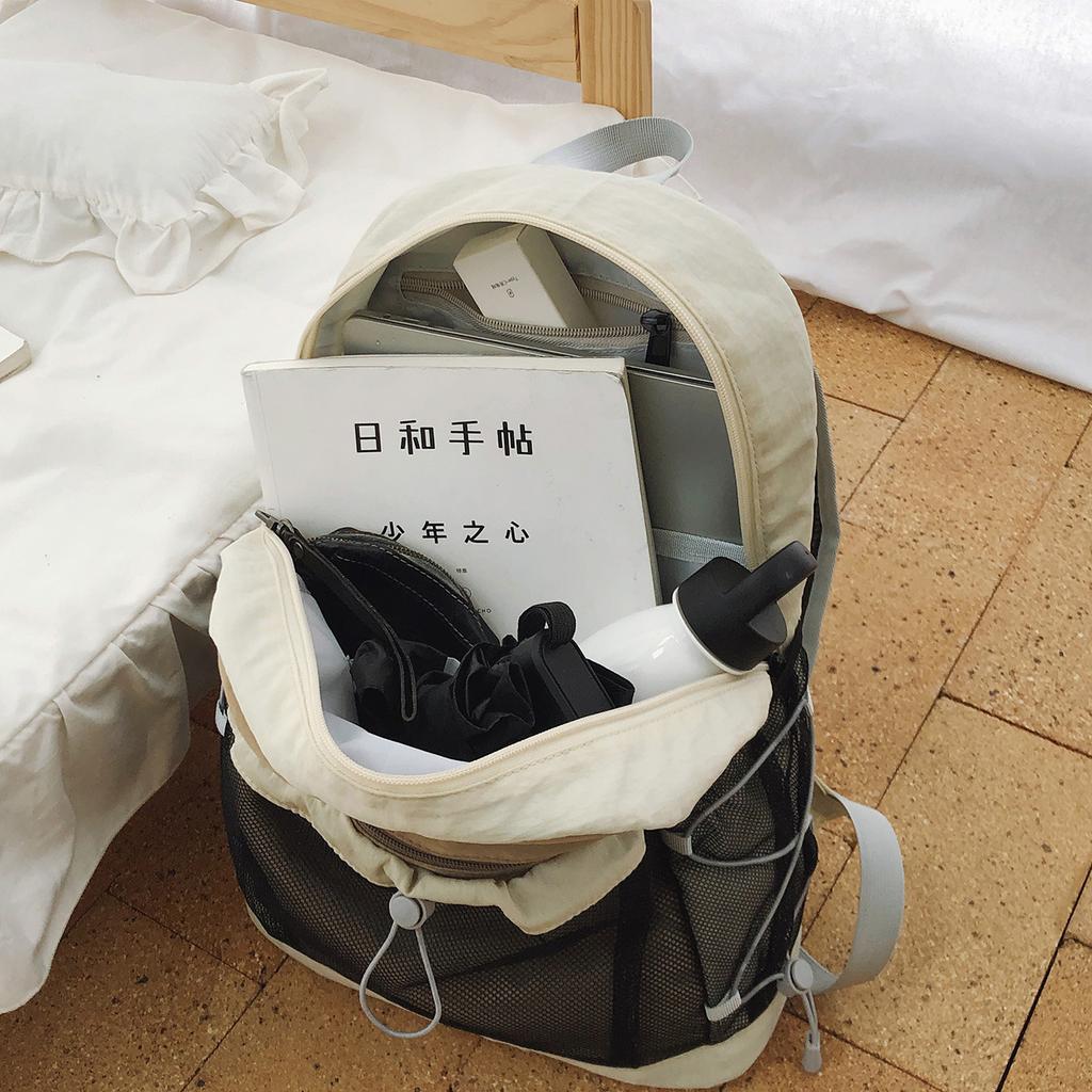 Schoolbag new outdoor wind color matching backpack net pocket design lightweight large capacity backpack commuting leisure schoolbag