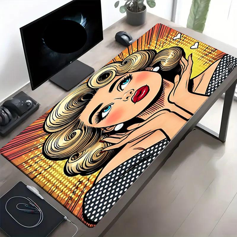 Marilyn Monroe Print Mouse Pad, Anti‑Slip Desktop Keyboard Mat, for PC Laptop Gaming Working Daily Use, Cool Festival Surprise Gift