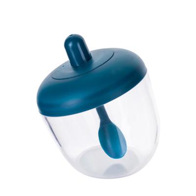 Barattolo Rotondo Trasparente Creativo per Condimenti da Cucina Bottiglia per Condimenti con Cucchiaino e Coperchio A Prova di Umidità e Polvere