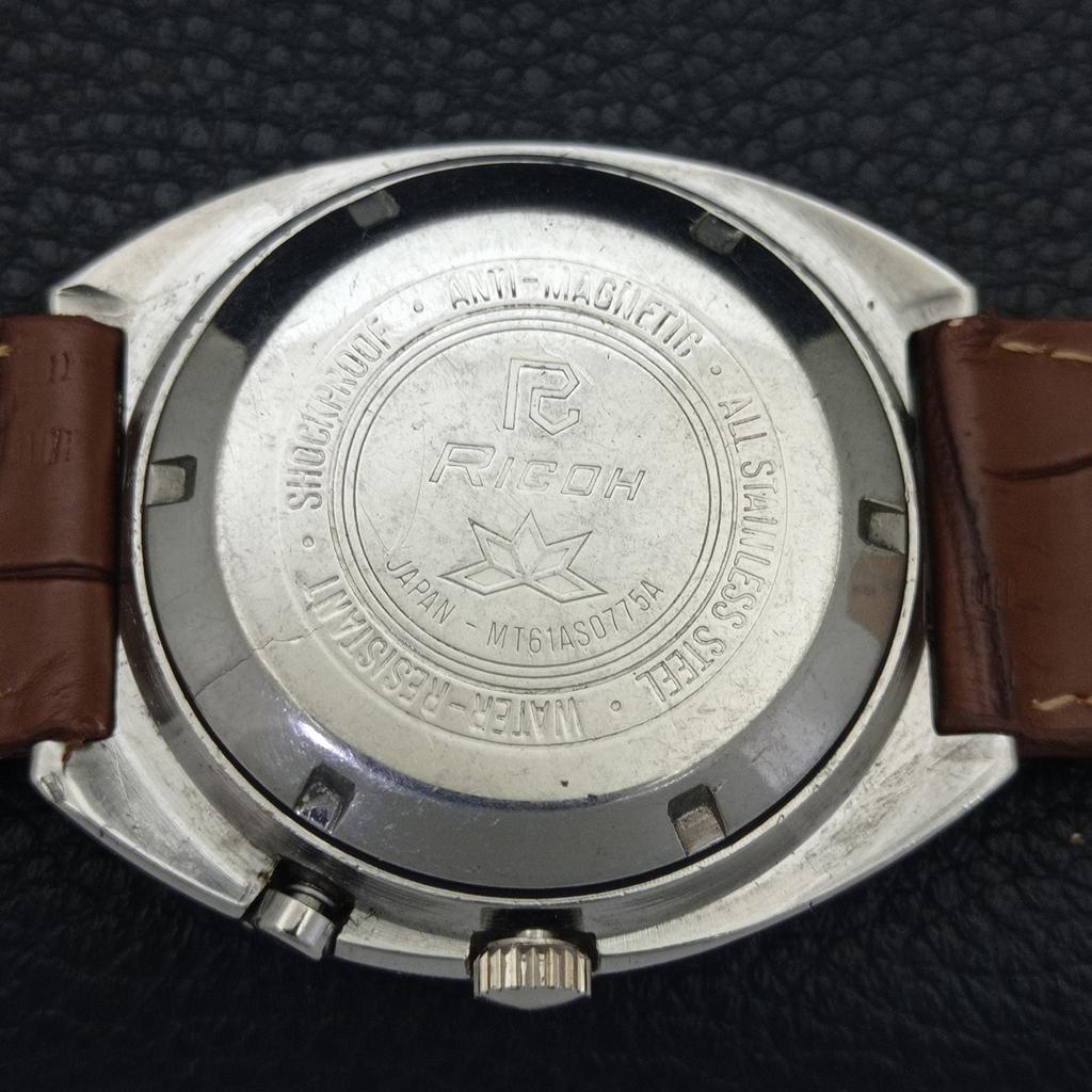 JAPAN VINTAGE RICOH R31 AUTOMATIC MENS BROWN COLOR DIAL WATCH A701924-5 R207-a701924