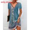 Ethnic Floral Print Lounge Dress With V Neck For Casual Summer Wear