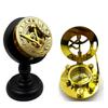 Sundial Round Compass for Hiking, 3 Inches Nautical Compass for Outdoor, with Wooden Stand Pocket Compass