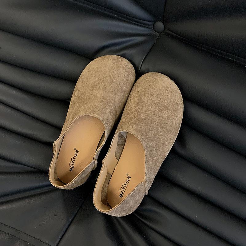 Japanese ugly cute soft-soled shoes retro grandma shoes women's 2024 new flat-soled shallow mouth soft-faced bobo shoes single shoes