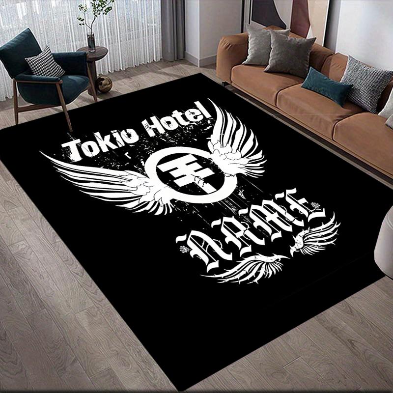 Custom Name,Tokio Hotel Home Sofa Decoration for Living Room & Bedroom, Non‑Slip Play Flannel Floor Mat for Game Room