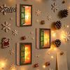 Metal Surface Decoration 3Pcs Christmas Light-up Window Fridge Magnet, Wooden Fake Refrigerator Magnet with LED Light Light, Magnetic for Holiday