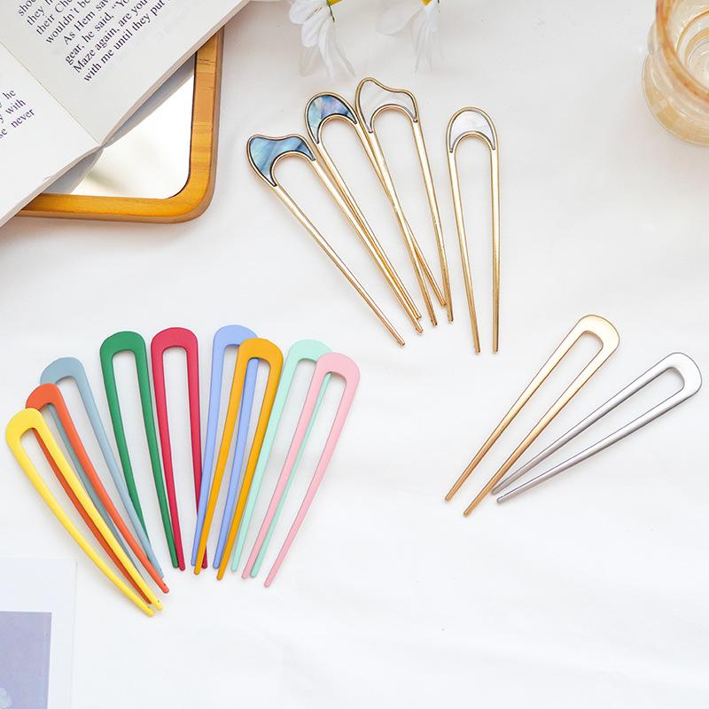 U Shape Hair Clips Pins for Women Girls Simple Hair Sticks Bride Hair Styling Accessories Gold Color Metal Hairpins Barrettes