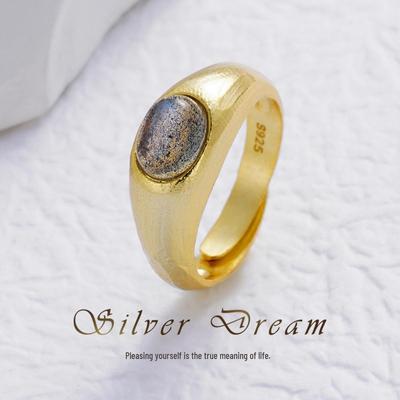 Labradorite Sterling Silver Open Ring - High-End Women's Natural Crystal Jewelry