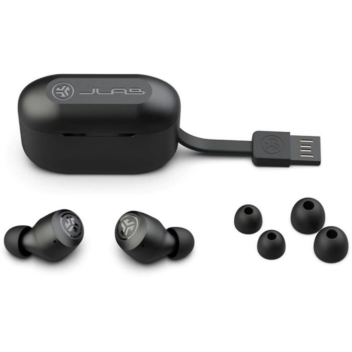 JLAB AUDIO - GO AIR POP - Bezdrátová sluchátka True Wireless - BT5.0 | IP44 | Mikrofon+ dotykové ovládání | Automatické připojení | Výdrž baterie BT 20 hodin - Černá