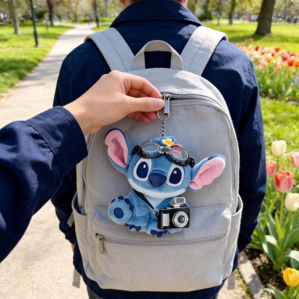 Lilo Stitch Plüsch Schlüsselanhänger mit Tiermuster für Rucksack und Tasche Dekoration