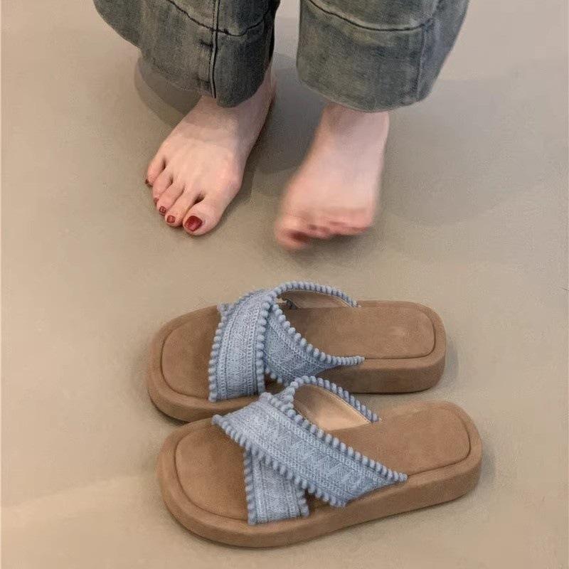Platform Small Man Cool Slippers Summer 2025 French Gentle Fairy Vacation Cross Sandals Female