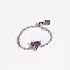 Pink Purple Green Zircon Heart Pull-out Chain Adjustable Rings For Women Fashion New Jewelry Gift Party Wedding Anillos Mujer