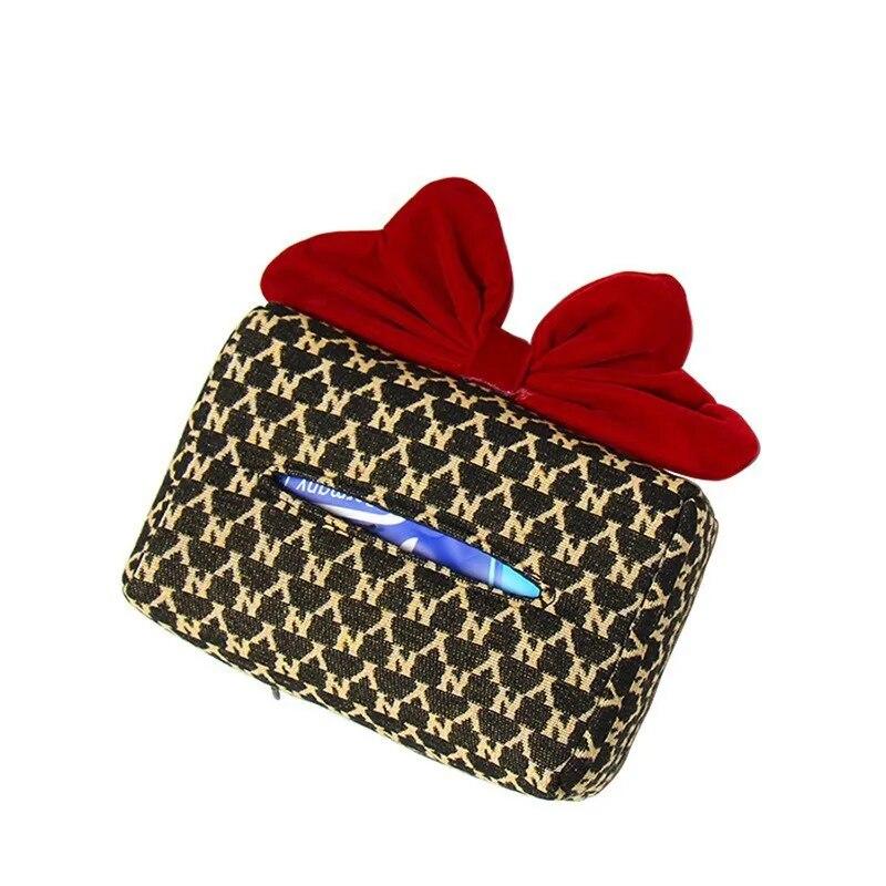 Car Tissue Box Car arMrest Box Drawer Box Car Interior Decoration High-class Feeling Thousand Birds Grid