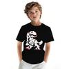 T-shirt da ragazzo con motivo dinosauro, taglie europee, manica corta casual, comoda maglia estiva per esterni, design divertente, abbigliamento casual