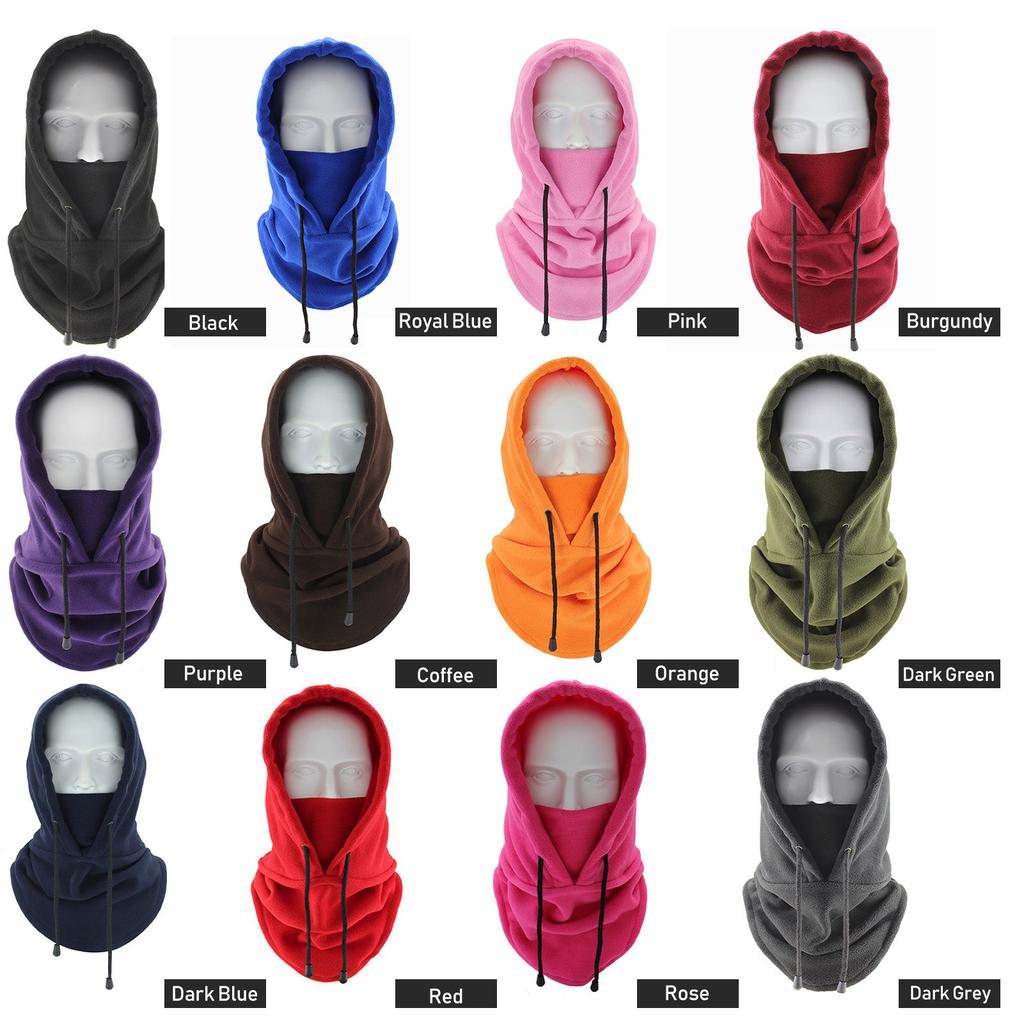 Men Women Winter Balaclava Warm Soft Fleece Drawstring Neck Gaiter Cycling Hiking Running Outdoors Hat