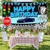 Geburtstagsparty Banner Stoppschild Grafik Banner Geburtstag Foto Hintergrund Trophäe Ornament Rennparty Display Für Party