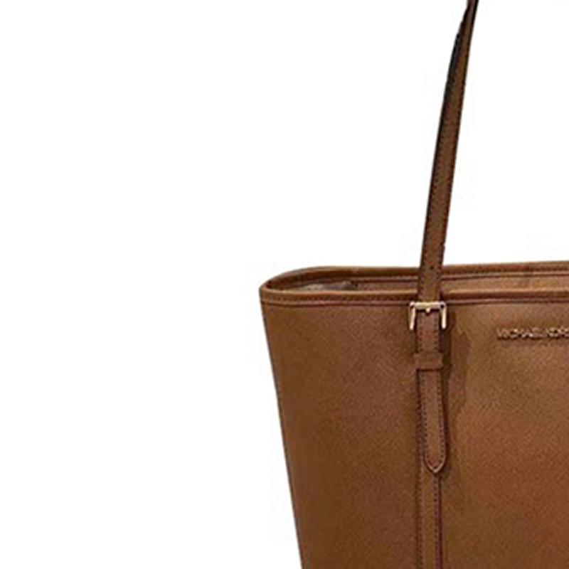MICHAEL KORS Jet Set Travel Letter Logo Pendant Handheld Tote Bag Solid Color Commuting Leather Shoulder Crossbody Bag Women's Brown