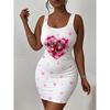 Womens Sleeveless Bodycon Midi Dress With 3D Print Breathable Lightweight Casual Office Wear