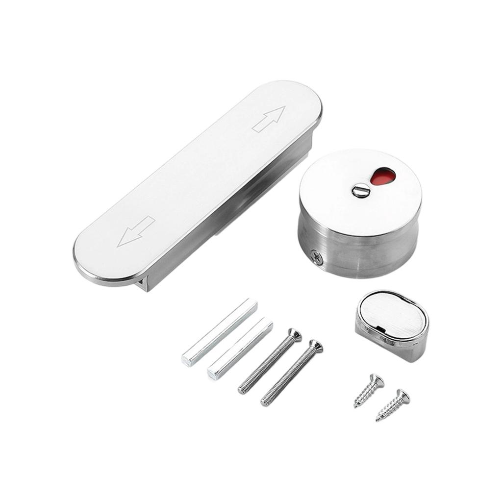 Quiet Push Lock Bathroom Sliding Door Bolt Zinc Alloy Partition Door Lock with Occupancy Indicator Easy Installation