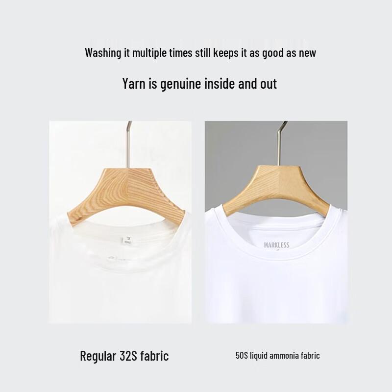 MARKLESS Men's 100% Cotton Liquid Ammonia Soft Dry Short Sleeve T-Shirt