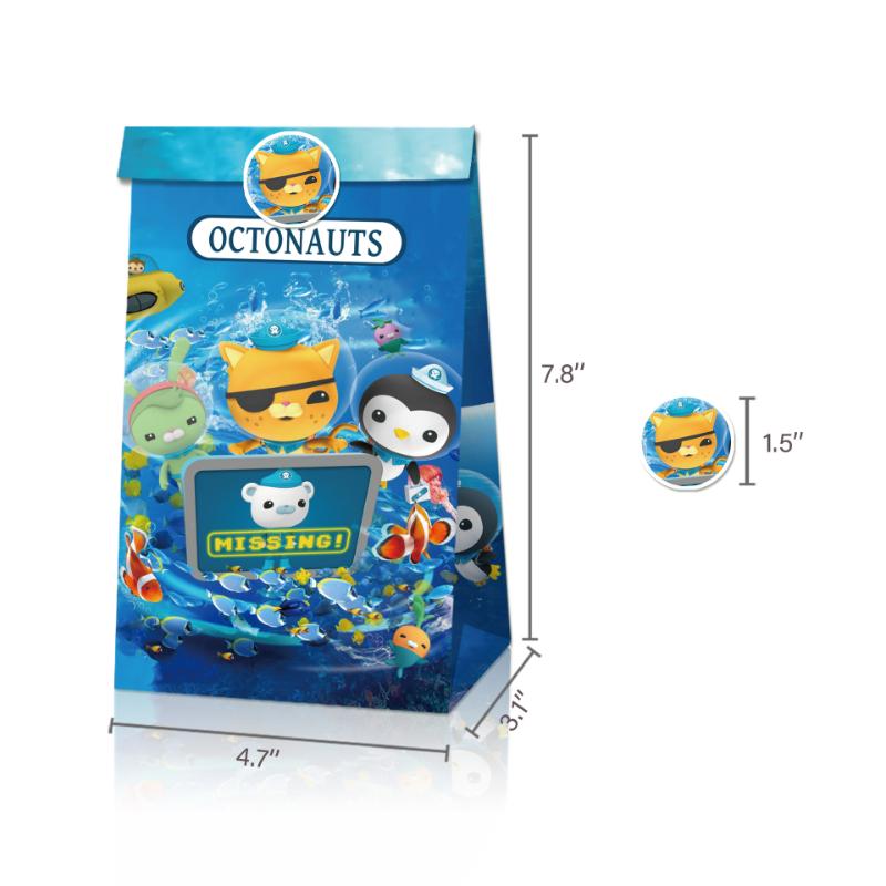 Cartoon 12pcs Octonauts Gift Bags Children Birthday Party Candy Bag Kraft Paper Packaging Boxes Treat Bag Supplies Gift
