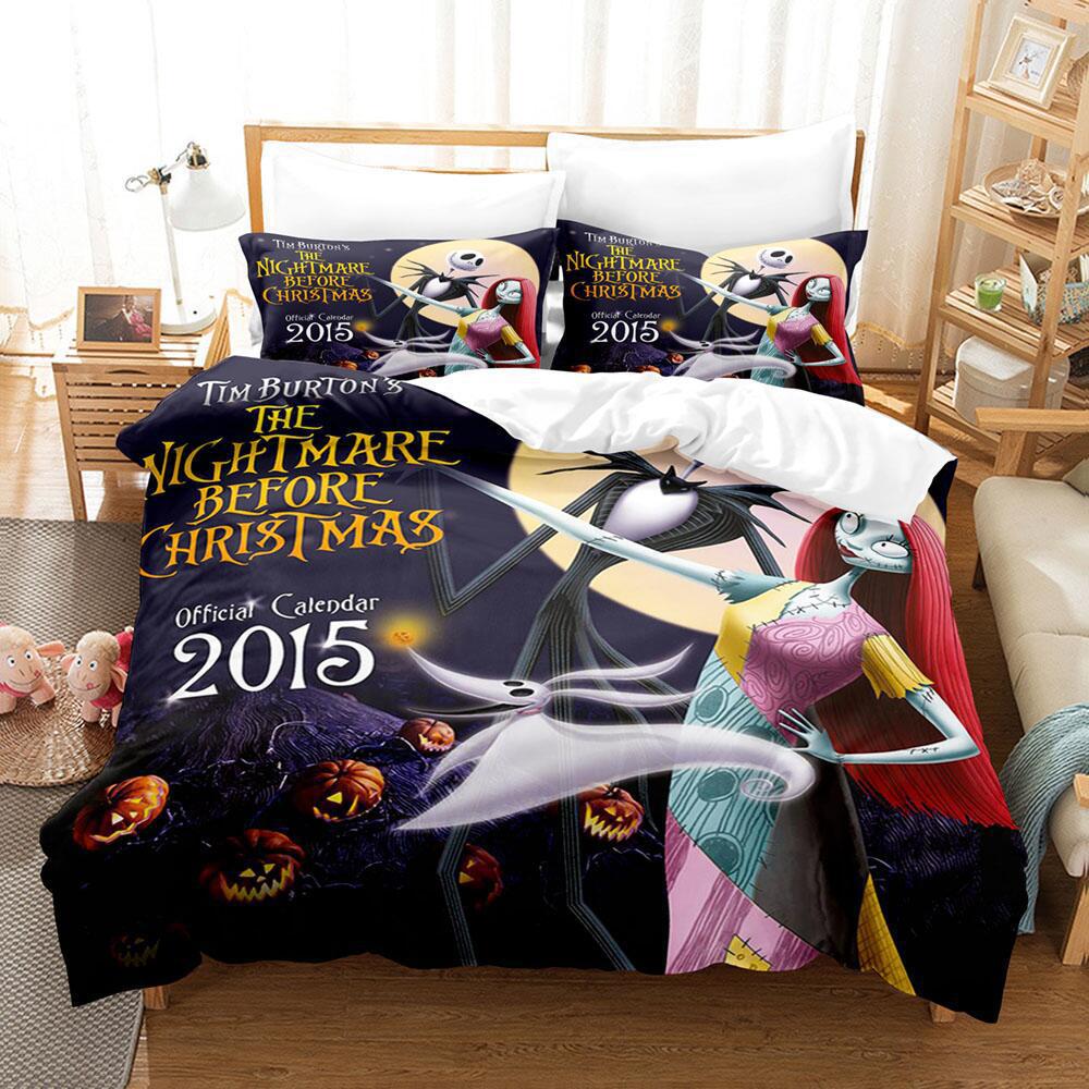 Animation Cartoon Digital Printing Bedding Christmas Eve Fright Polyester Cotton Microfiber Duvet Set Three-Piece Set