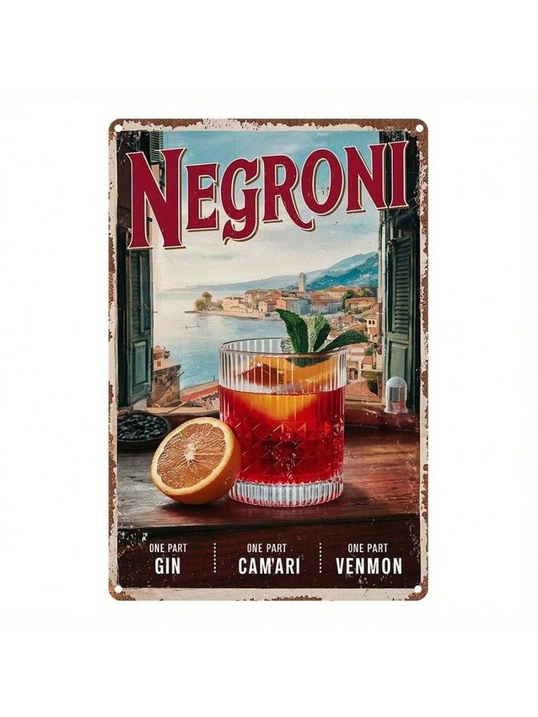 Neon Negroni Venice Retro Metal Wall Art Bar Decor