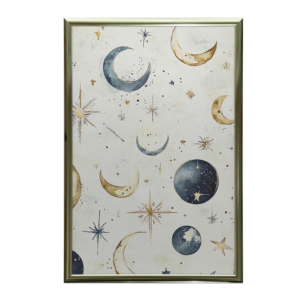 Plakat Księżycowa Harmonia Plakat Księżycowa Harmonia, 70X100 Cm, Rama Drewniana Jasny Dąb, Papier Matowy 230 Gsm