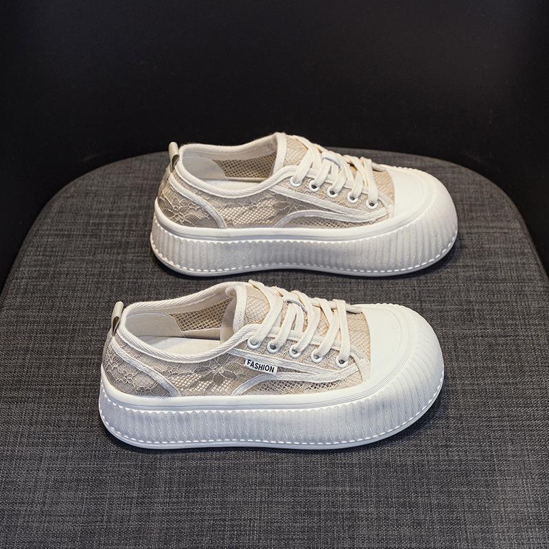 New Fisherman Shoes Lace Mesh Platform Biscuit Board Shoes Niche Ugly Cute Breathable Versatile Casual Big Head Bread Shoes