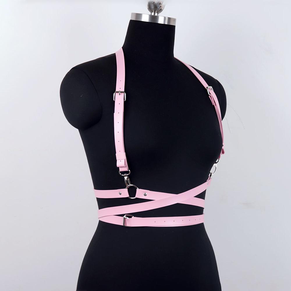 PU kůže Body Harness Pasový stahovák a Zdrženlivý Zavazovací Doplněk