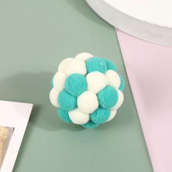 Plush Cat Toy Ball with Built-in Bell Soft Macaron Balls Bite-Resistant Cat Chew Toys for Indoor Cats and Kittens