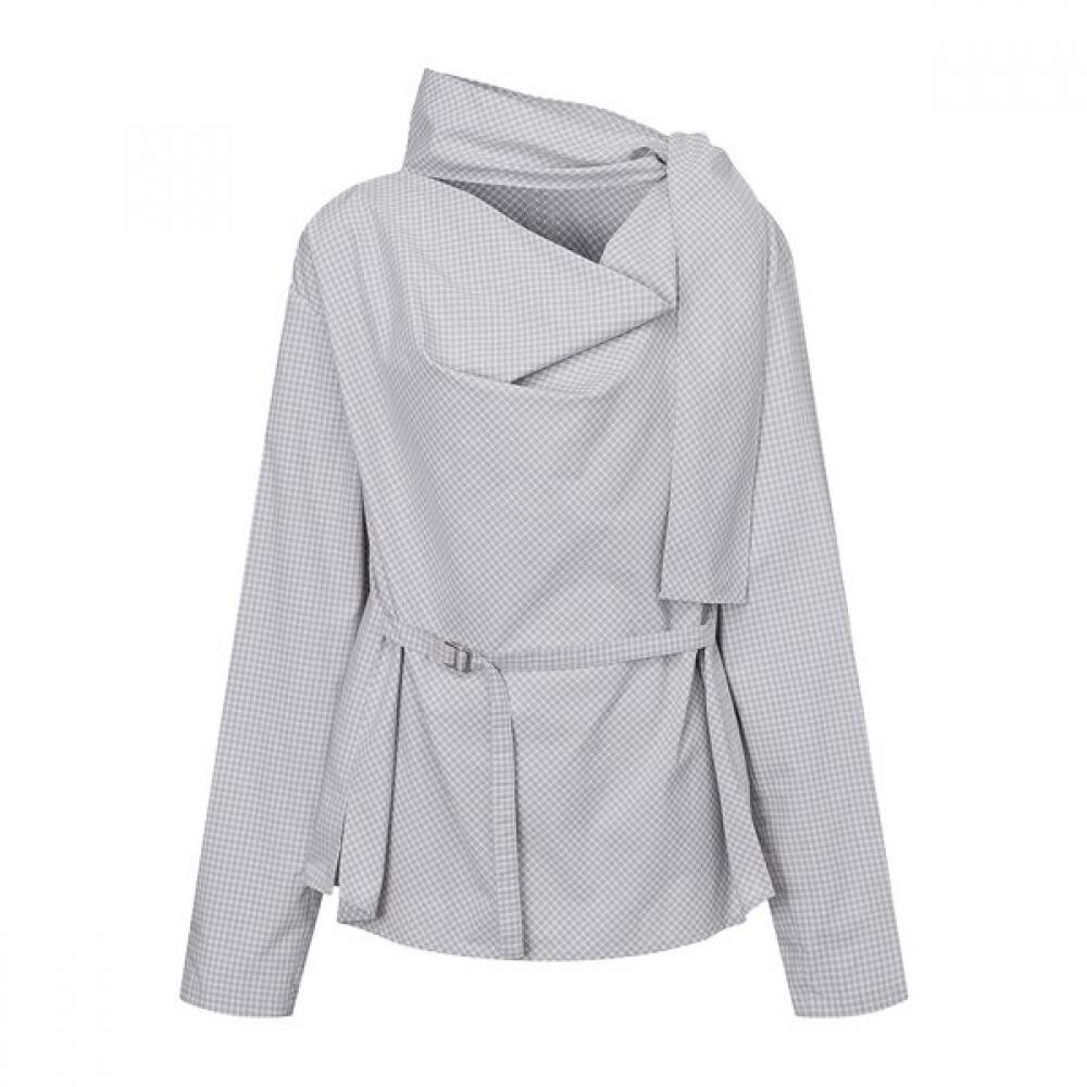 Joy Gryson Scarf Detail Check Blouse Kw6sb3050 1a GREY+CHECK/00_FREE
