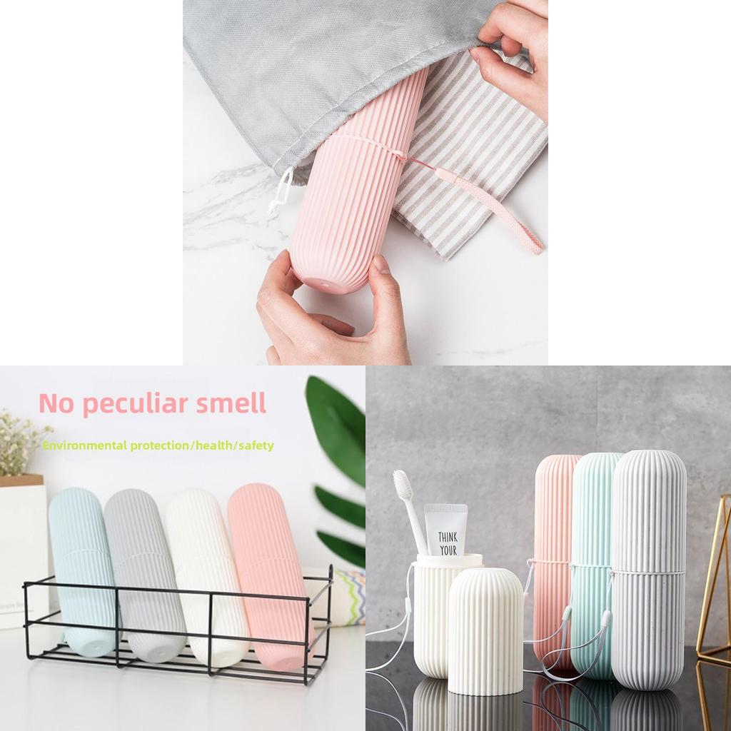 Portable Travel Toothbrush Holder With Storage And Nopunch Design For Home And Trip Use