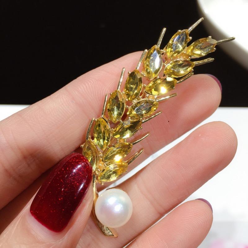 Grand Golden Wheat Ear Brooch Men's Suit Business Casual Brooch Women's Elegant and Simple Style
