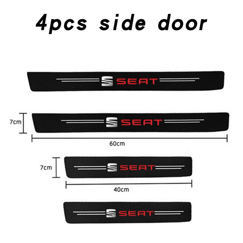 Car with Logo Door Carbon Fiber Sill Protector Stickers For Seat Leon 5f Ibiza 6l 6j Leon 1p Cushion Altea Xl Car Accessories