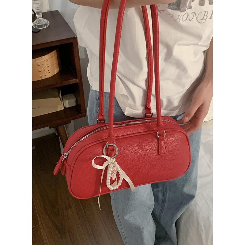 Niche texture portable bowling bag women's new fashion underarm bag simple and versatile shoulder bag