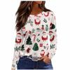 Christmas Limited Edition Women's 3D Floral Snowman Print Round Neck Long Sleeve T-shirt Fashion Casual Long Sleeve Top