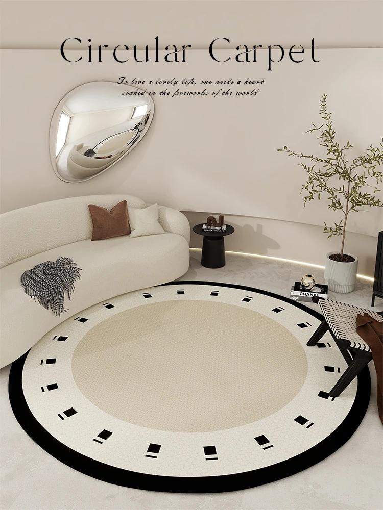 Light Luxury Round Shape Living Room Decoration Rug Cream Style Rugs for Bedroom Home Soft Under Desk Carpet Thick Non-slip Mat