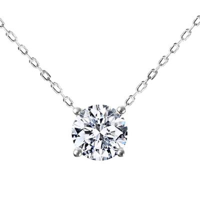 Moissanite Necklace Single SV925 Popular Platinum 1ct Azuki Chain Box [Diamond Lab] Dámská [Dárková sada]