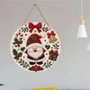Festive Christmas gnome pattern Round Wooden Hanging Plaque seasonal wall art decor rustic holiday door sign home indoor xmas ornament