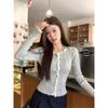 French Style Lace Knitted Cardigan Autumn New Slim Fit Fungus Short Thin Top