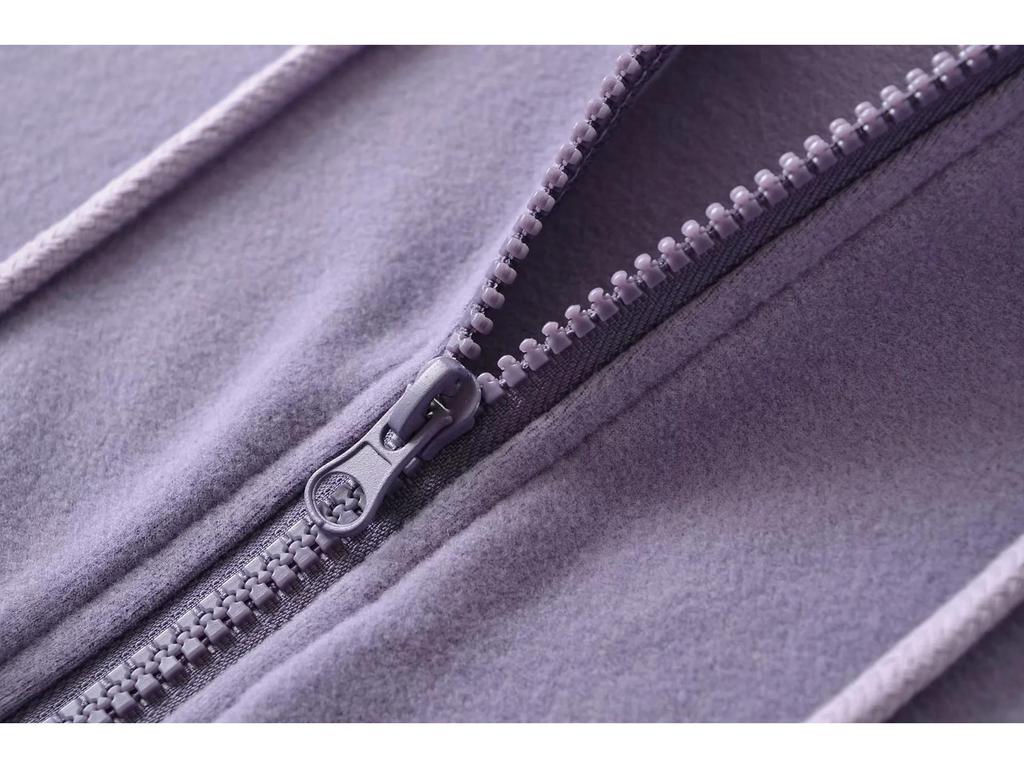 Women's American Style Thermal Fleece Slim Fit Hooded Yoga Sweatshirt with Double Zippers & Large Pockets for Autumn/Winter.