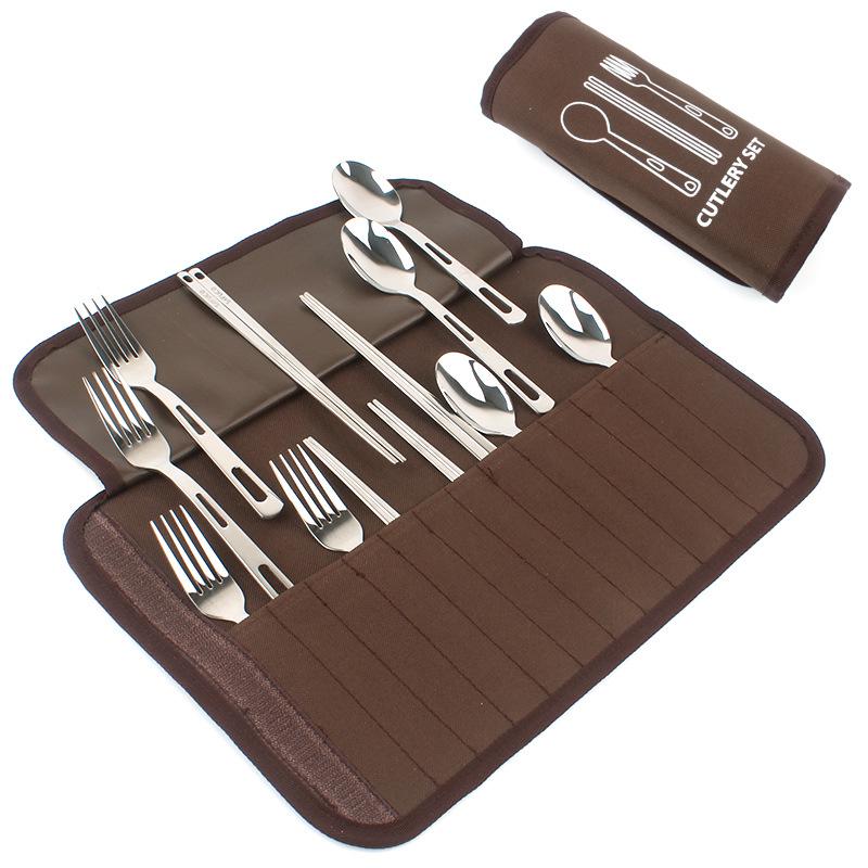 

Camping Cutlery Set Stainless Steel Portable Outdoor Utensils Kit Travel Picnic Spoon Fork Chopsticks Family Camping Eating Set