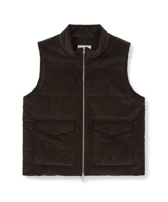 West Grand Boulevard Poche Corduroy Padded Vest Dark Brown