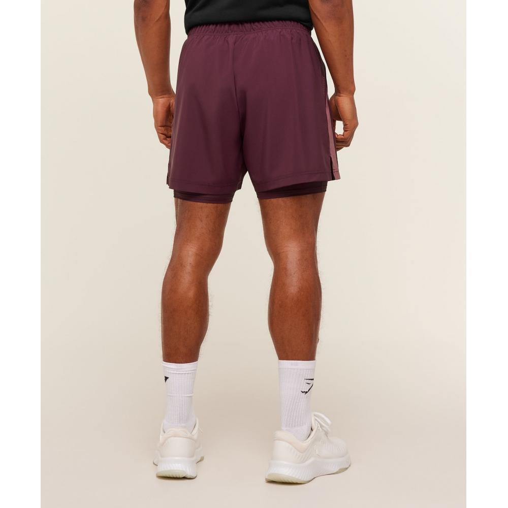 Gymshark Sport 5  2 In 1 Shorts Impact Burgundy Reset pInk A1b3j Rcf4